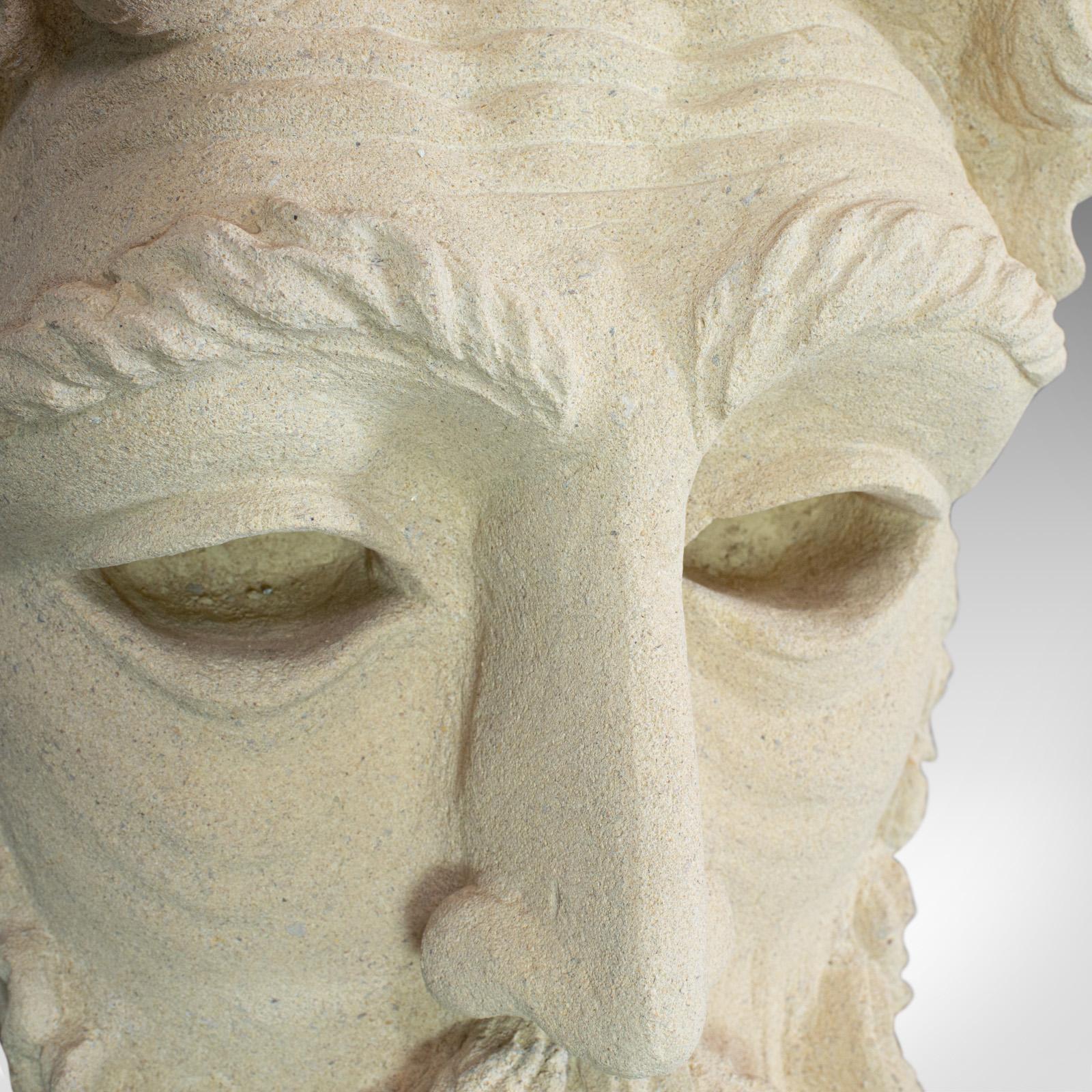 Vintage Sculpture, Poseidon, Dominic Hurley, English, Bath Stone, Greek God 4