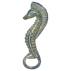 Retro Sea Horse Bottle Opener Mid-Century Modern Metal Breweriana Barware