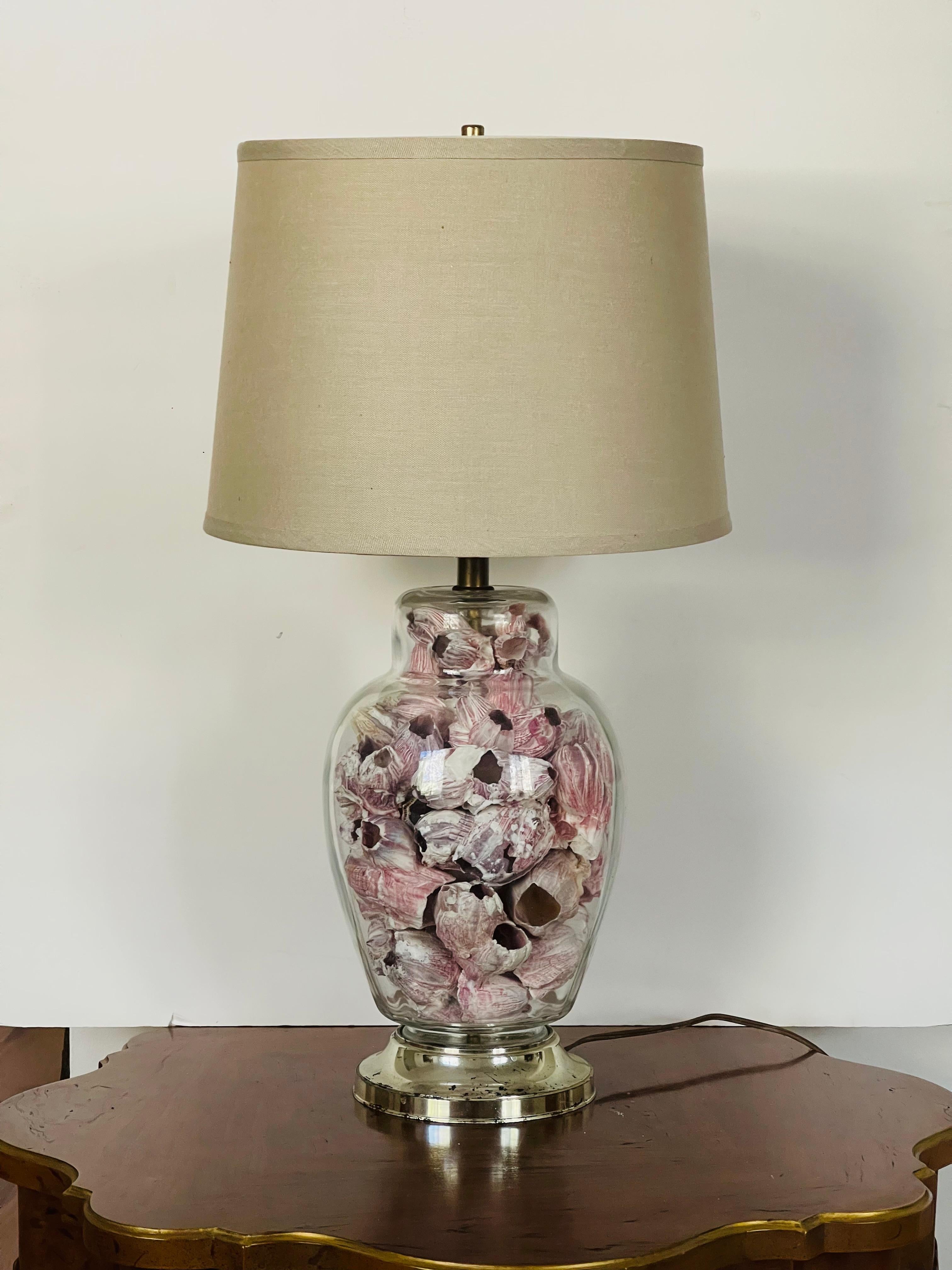 American Vintage Sea Shell Barnacle Ginger Jar Lamp For Sale