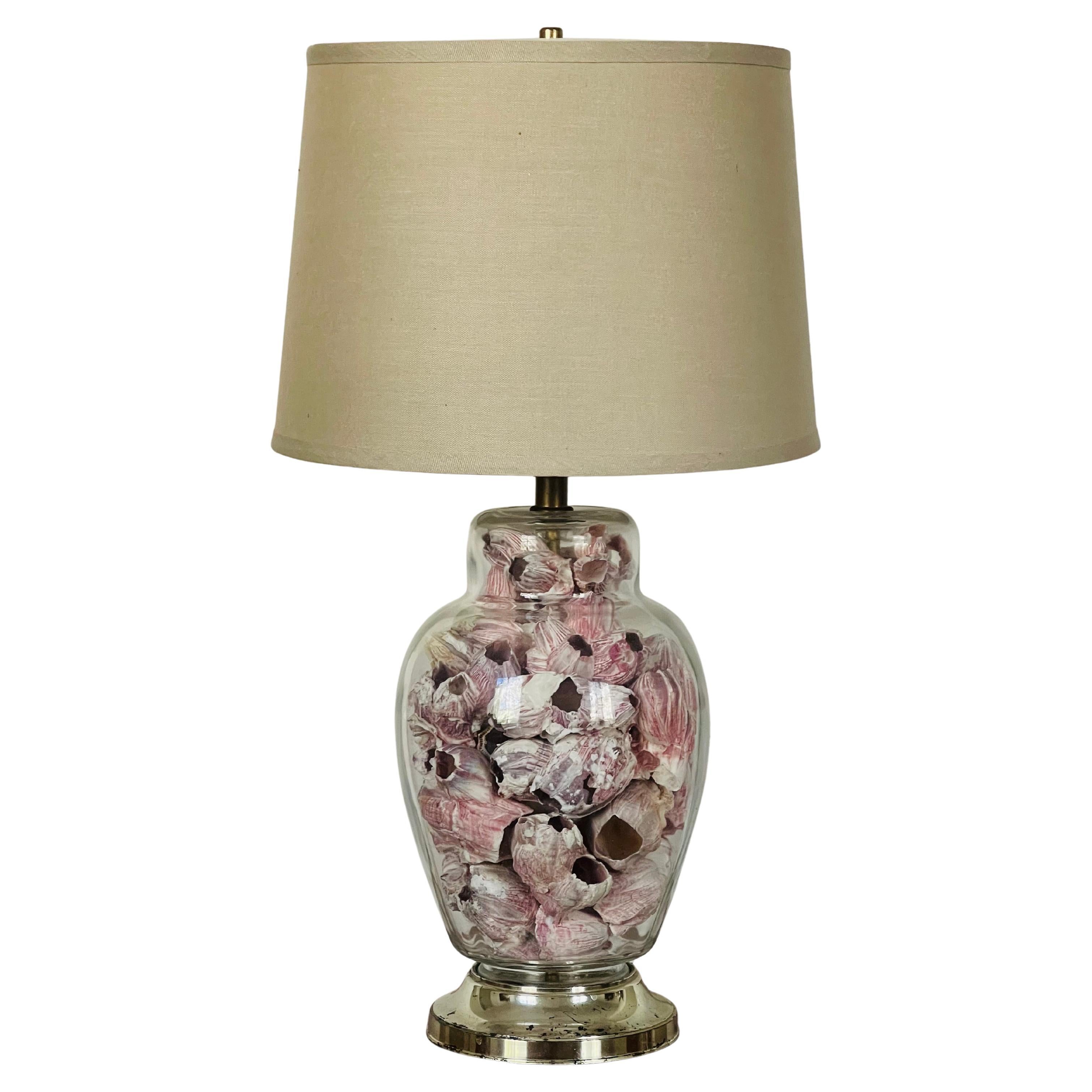 Vintage Sea Shell Barnacle Ginger Jar Lamp For Sale