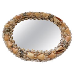 Vintage Sea Shell Encrusted Oval Mirror