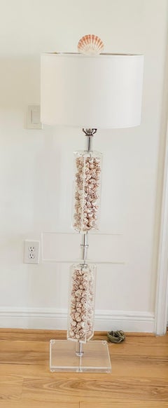 Vintage Sea Shell Floor Lamp Lucite Karl Springer Style