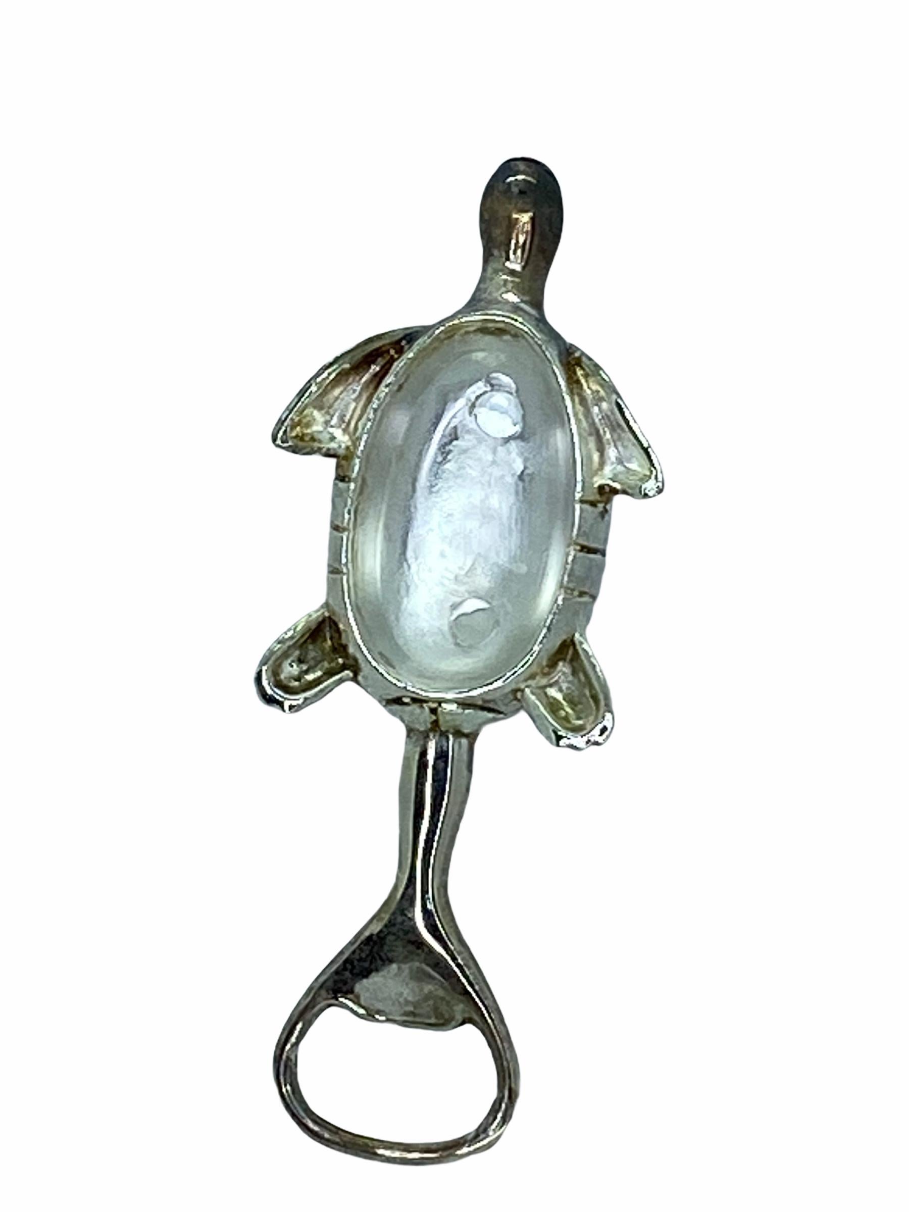 Plated Vintage Sea Turtle Bottle Opener Mid-Century Modern Metal Breweriana Barware