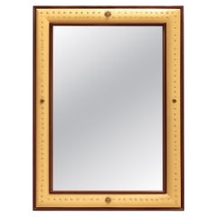 Vintage Seagrass Studded Wood Floor Mirror