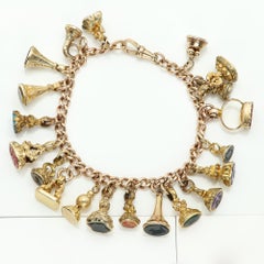 Vintage Seal Charm Bracelet Circa 1890's 9k Yellow Gold