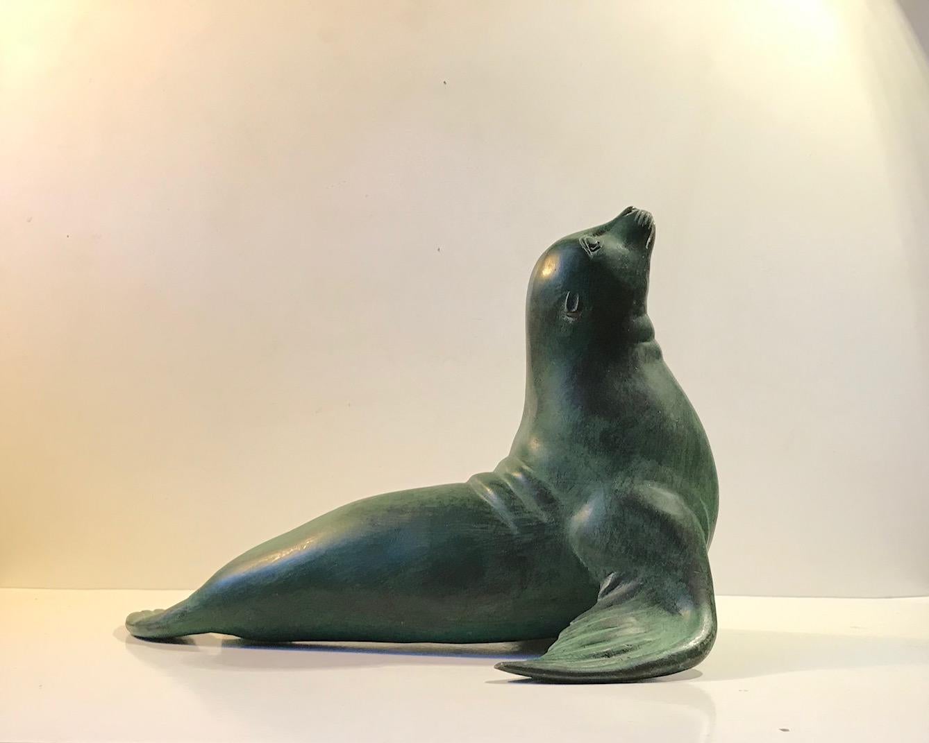 Vintage Seal Sculpture in Bronze, 1970s 1