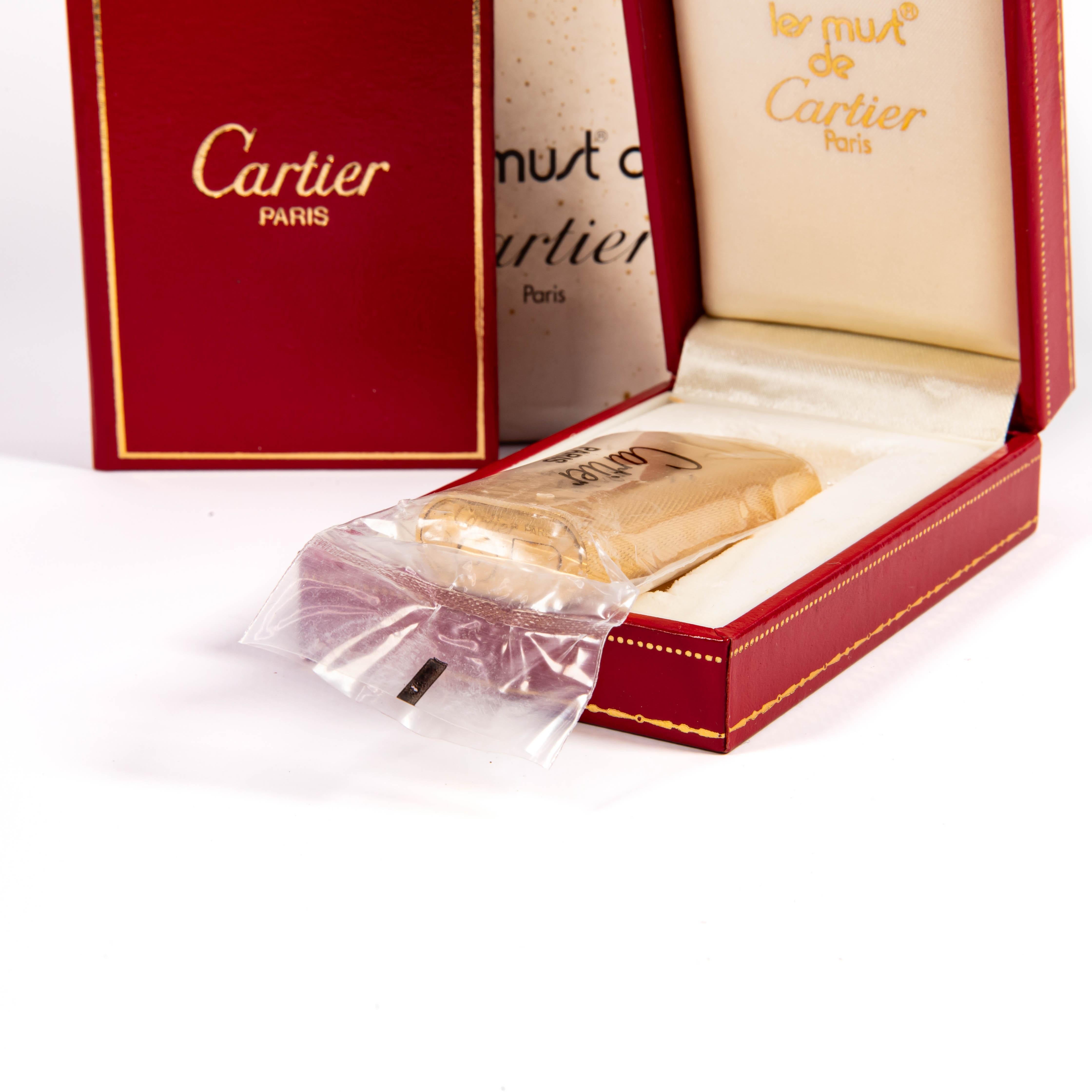 Vintage Sealed NOS Gold Plated Cartier Les Must Lighter in Box 1970 2