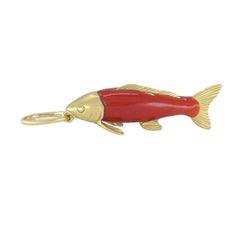 Vintage Seaman Schepps 18k Gold Coral Fish Pendant