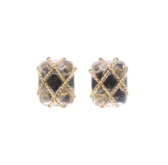 Vintage Seaman Schepps 18K Gold Rock Crystal Earrings