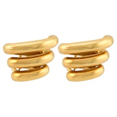 Vintage Seaman Schepps Boucles d'oreilles Mousetrap en or jaune 18k