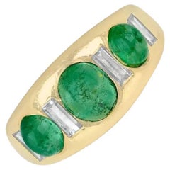 Vintage Seaman Schepps 2.00ct Cabochon Cut Emerald Engagement Ring, Circa 1975
