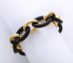 Seaman Schepps Gold and Ebony Classic Link Bracelet