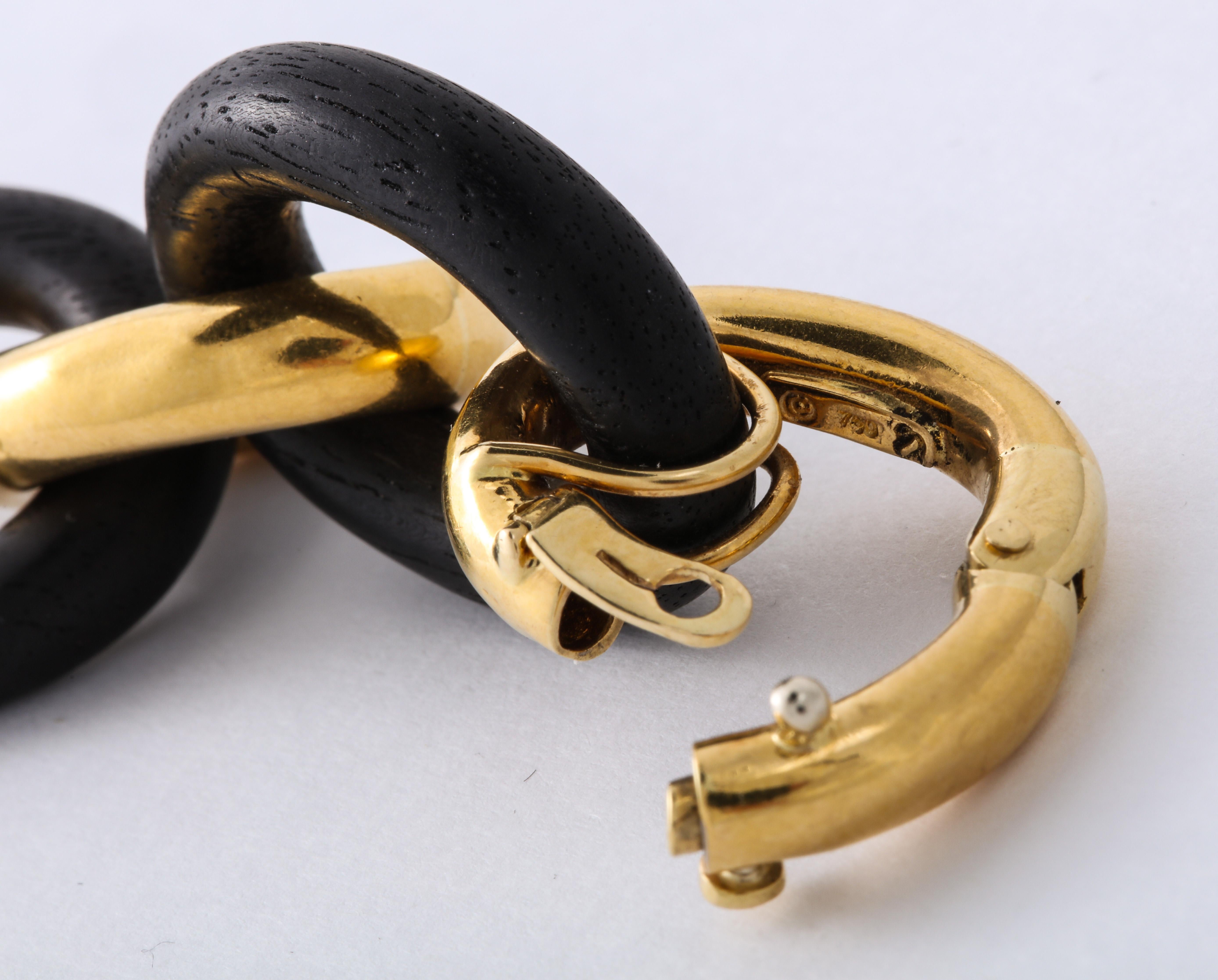 Modern Seaman Schepps Gold and Ebony Classic Link Bracelet