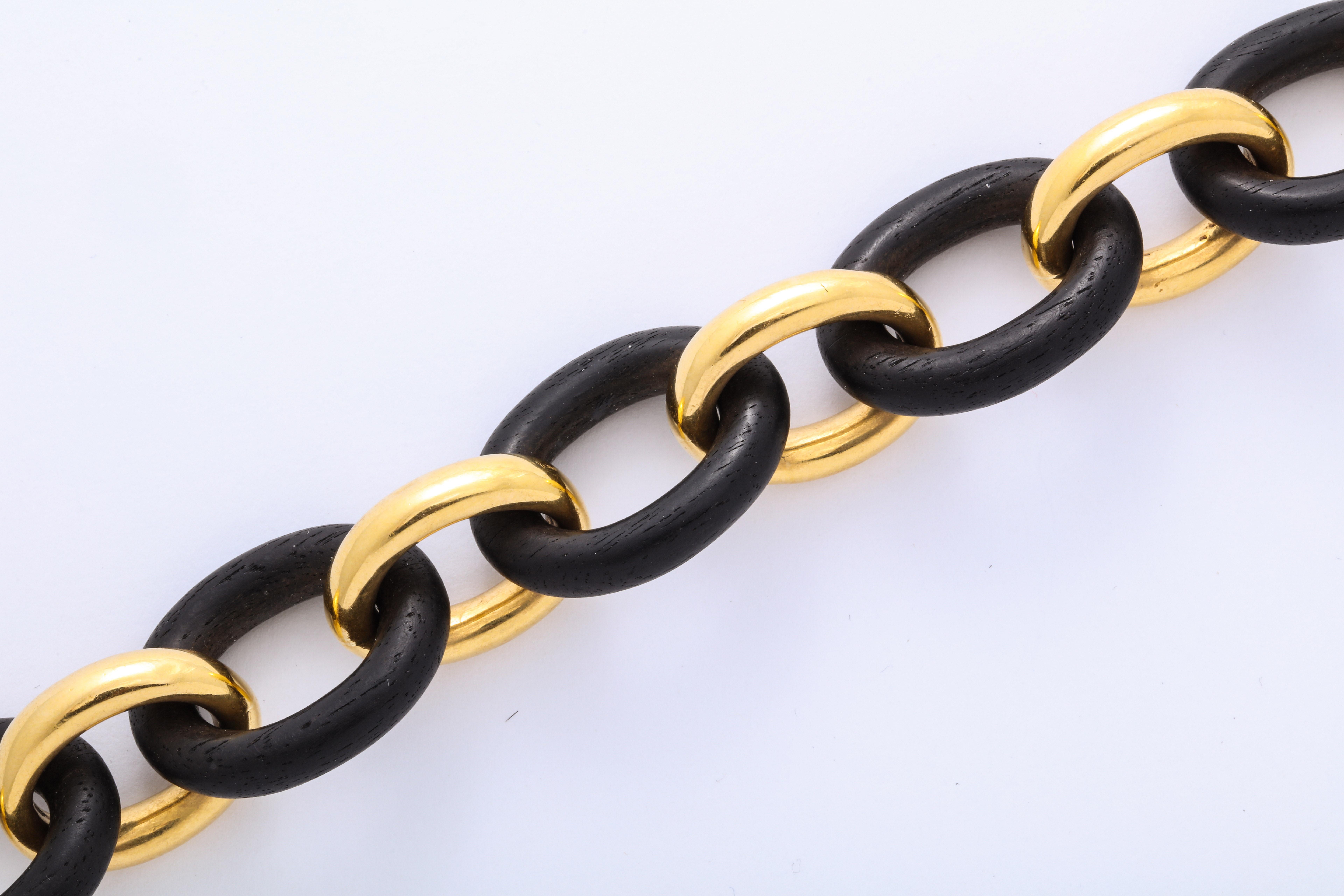 Seaman Schepps Gold and Ebony Classic Link Bracelet 1