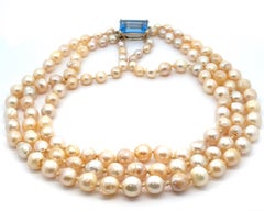 Seaman Schepps Collier vintage à 3 brins avec fermoir en or et spinelle synthétique