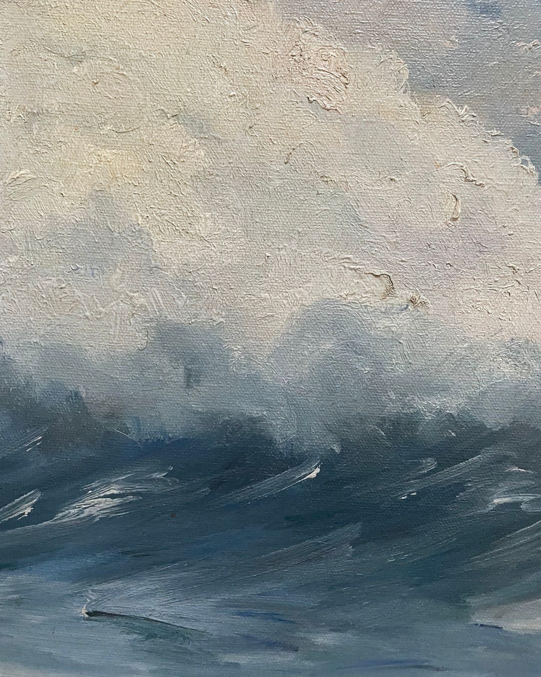 Hand-Painted Vintage Seascape Painting For Sale