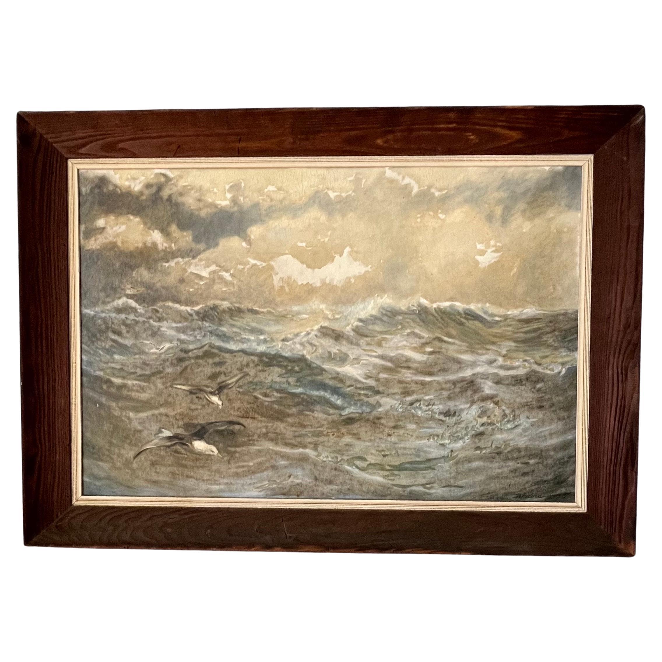 Vintage Seascape Painting Signed