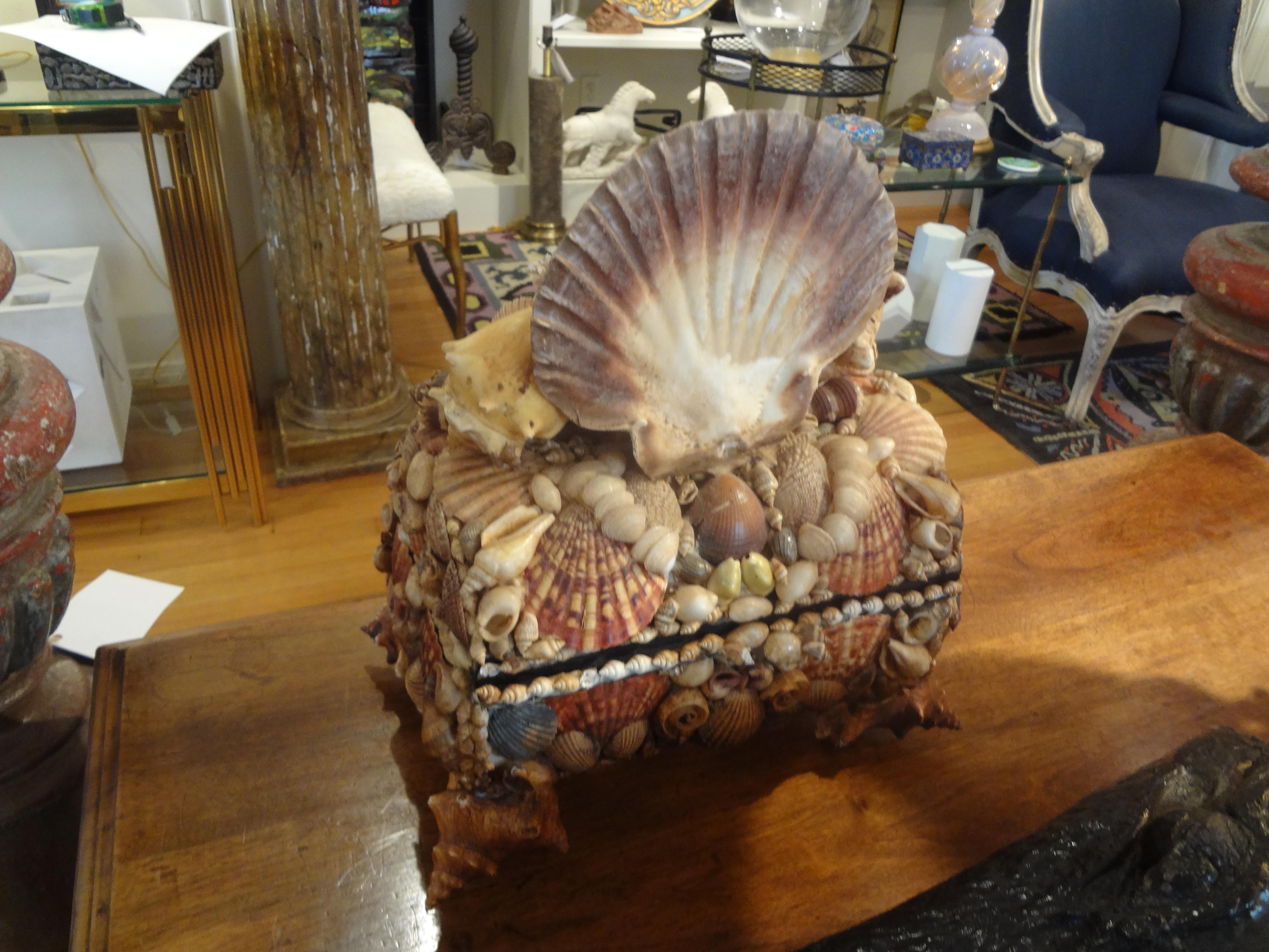 Shell Vintage Seashell and Coral Encrusted Decorative Box