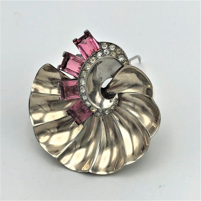 Vintage seashell brooch Marcel Boucher sterling gold plated 1940