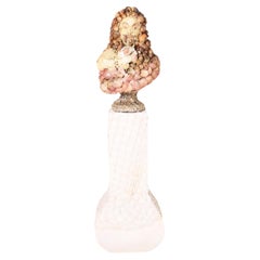 Vintage Seashell Encrusted Grotto Style Bust and Pedestal