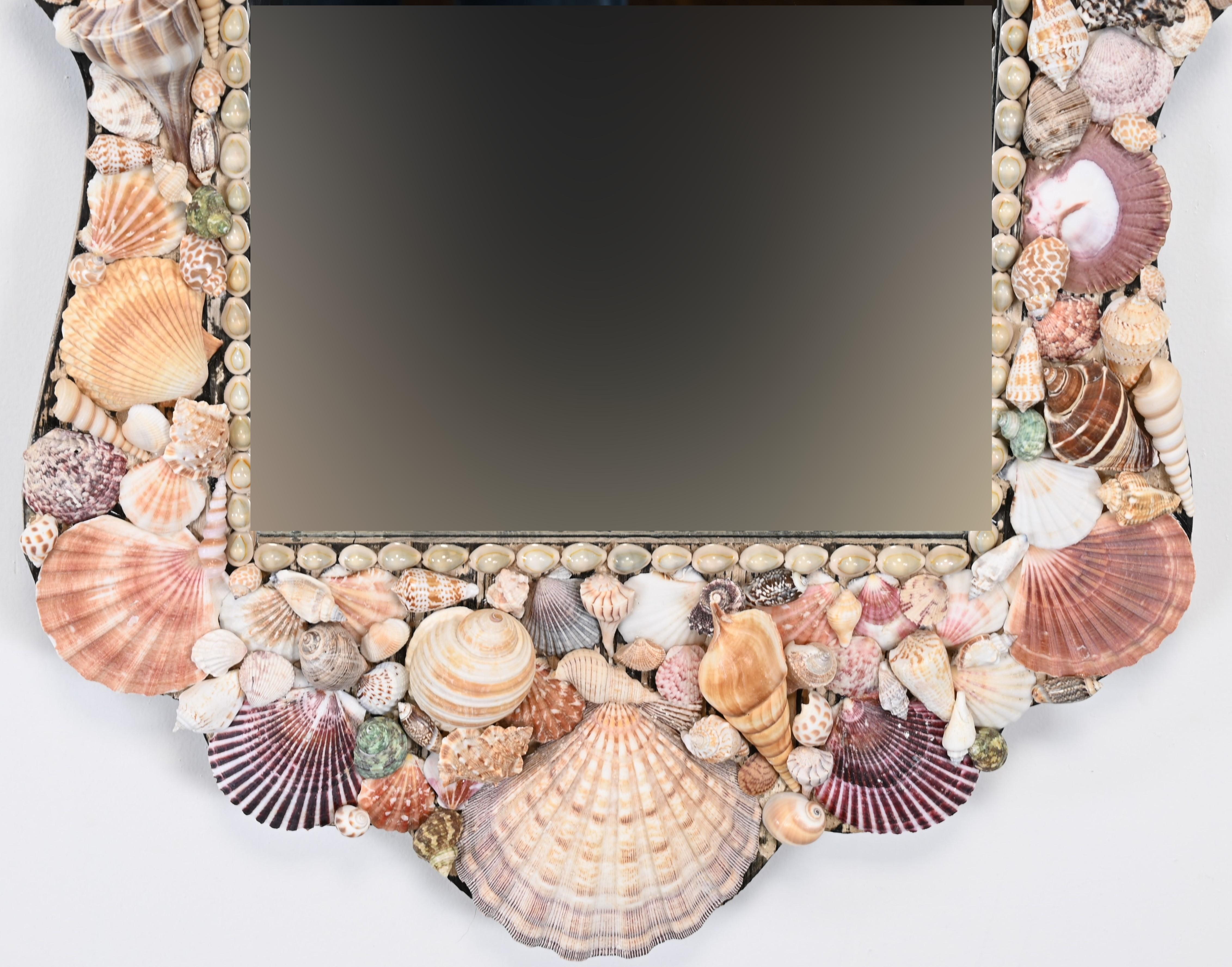 Vintage Seashell Mirror, 1980s In Good Condition In Hamburg, PA