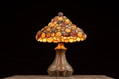 Vintage Seashell Mosaic Table Lamp with Painted Ceramic Base