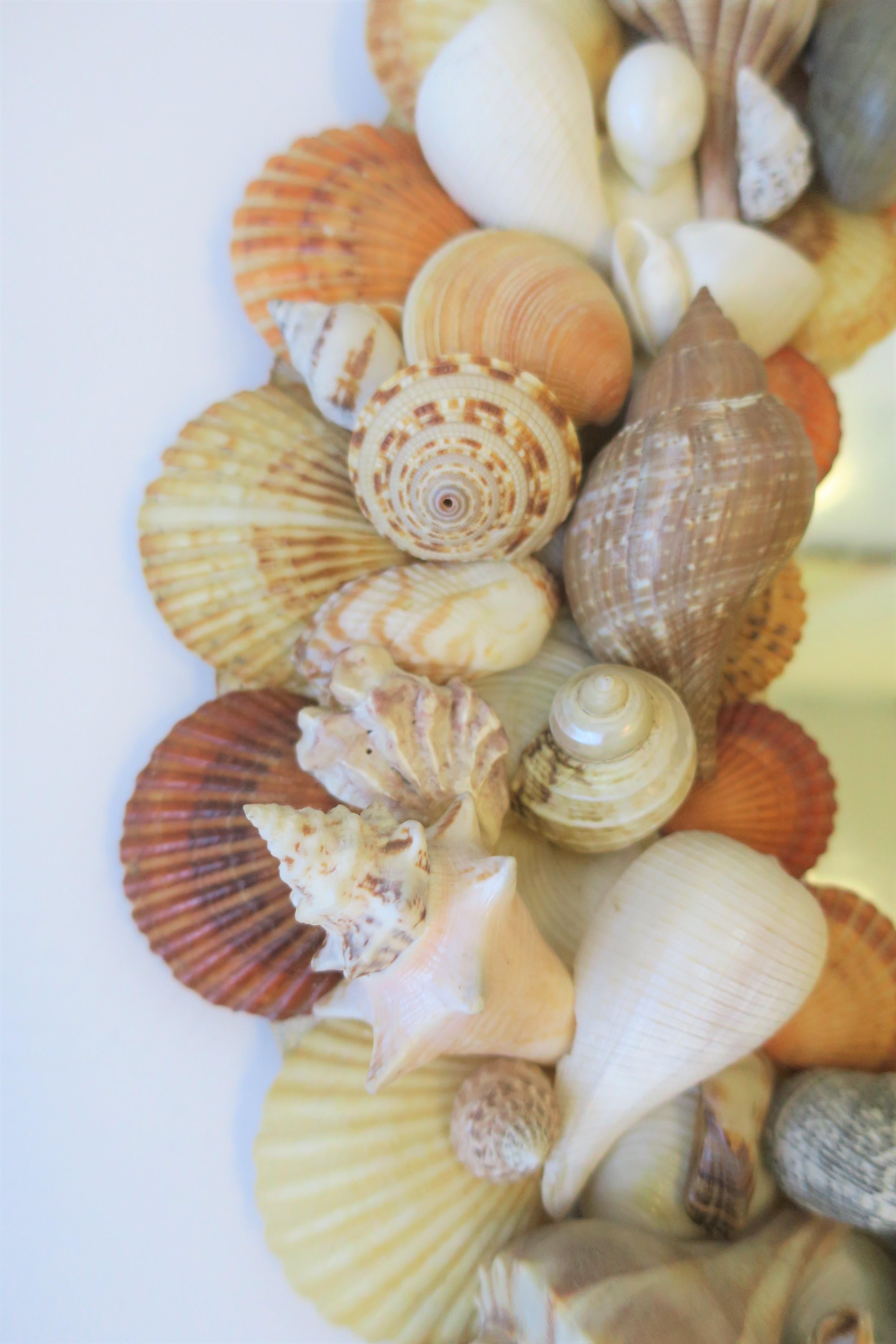 Organic Modern Vintage Seashell Round Wall Mirror