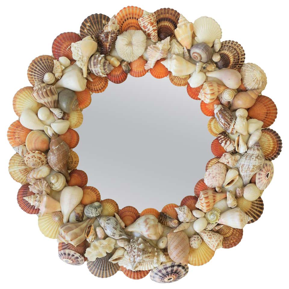 Exceptional Large Seashell Frame Mirror at 1stdibs