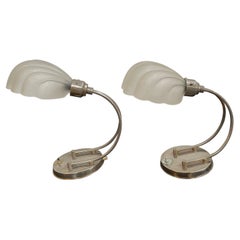 Vintage Seashell Shaped Table Lamps, a Pair