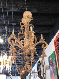 Vintage Seashell Shell Encrusted Five-Light Chandelier