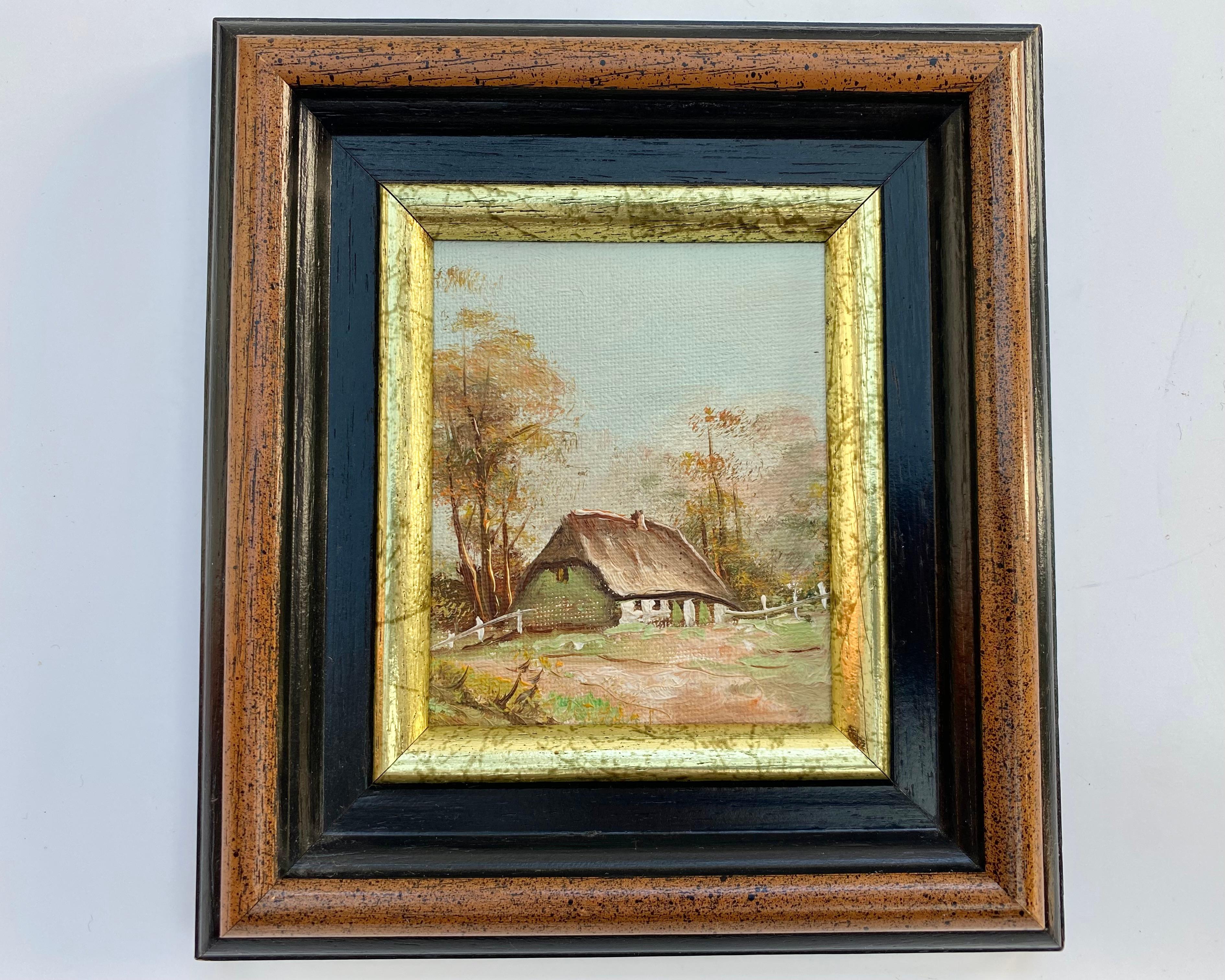 Vintage Seasons Paintings Set of 4 Belgium 1970s Vintage Landscape In Excellent Condition For Sale In Bastogne, BE