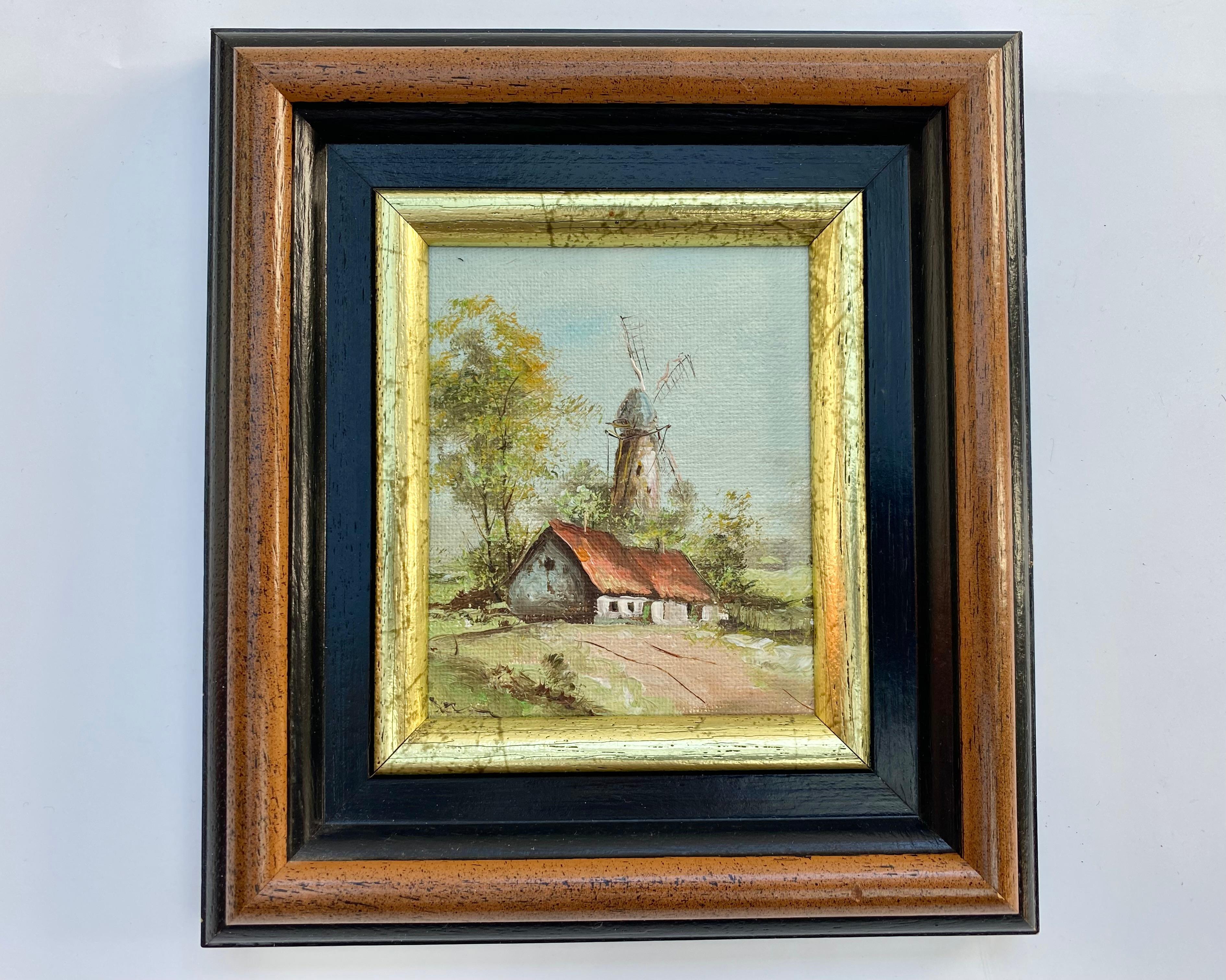 Vintage Seasons Paintings Set of 4 Belgium 1970s Vintage Landscape For Sale 1