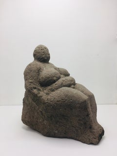 Vintage Seated Nude Female Stone Sculpture by Ferenc Gyurcsek from 1970s