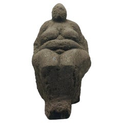 Vintage Seated Nude Female Stone Sculpture by Ferenc Gyurcsek from 1970s