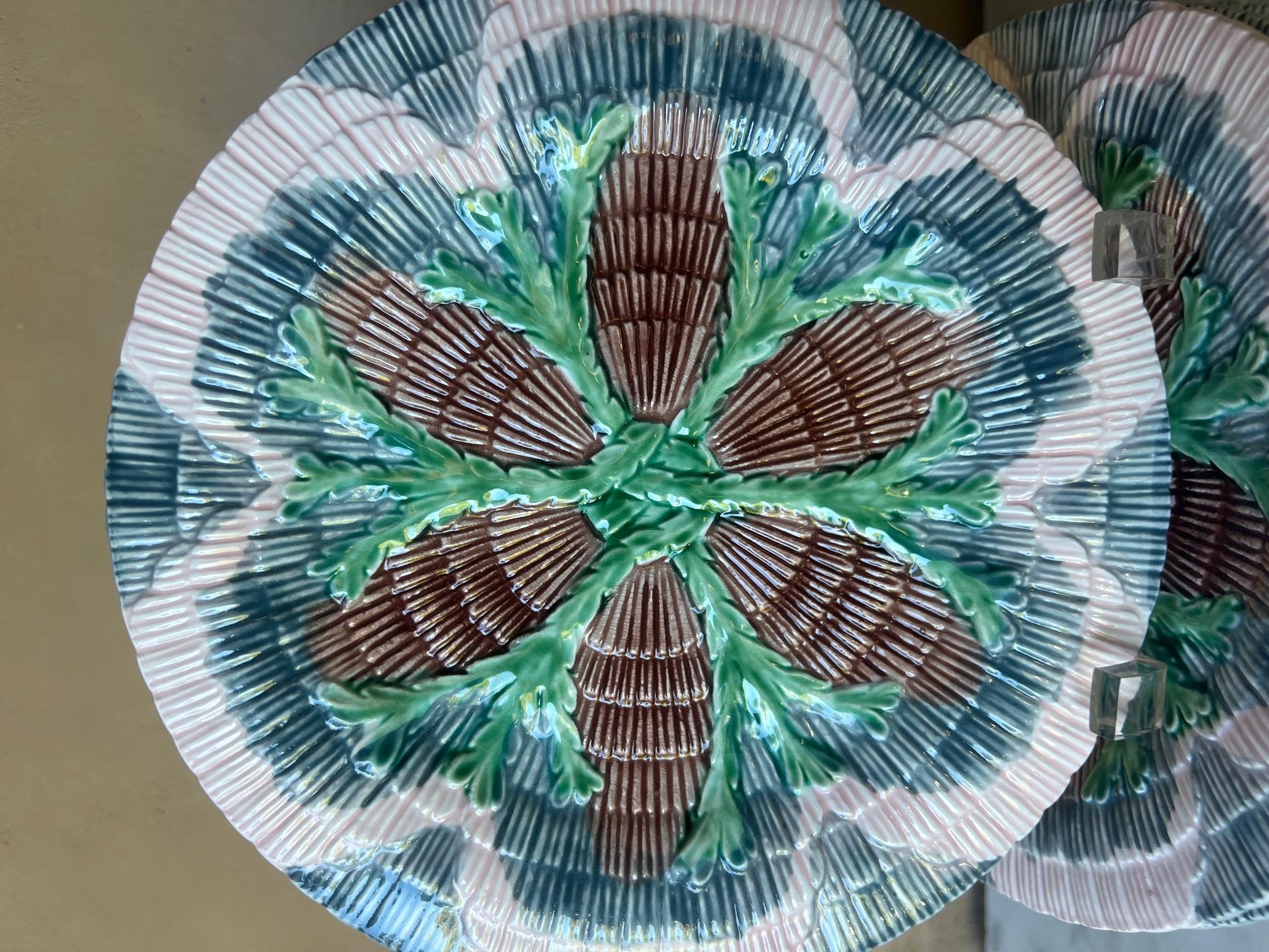 Vintage Seaweed Etrucian Style Plates, Set of 10 In Good Condition In Ross, CA