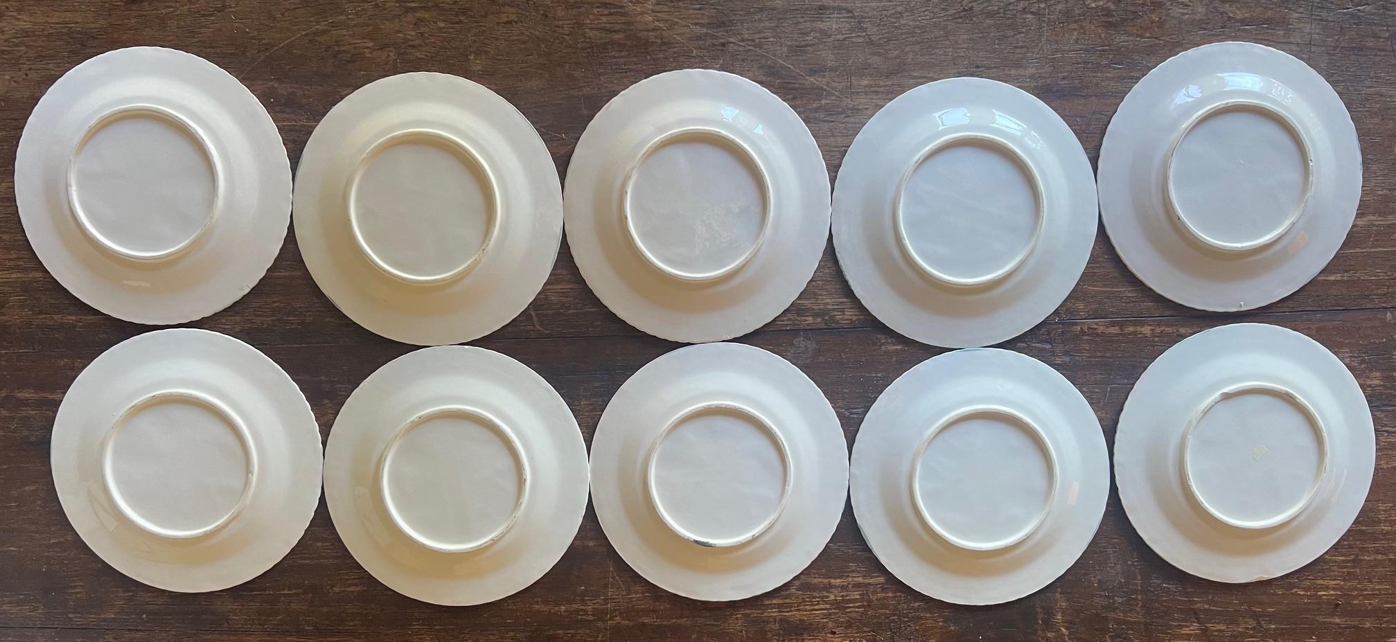 Vintage Seaweed Etrucian Style Plates, Set of 10 1