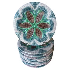 Vintage Seaweed Etrucian Style Plates, Set of 10
