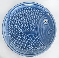 Vintage Secla Portugal Piatti rotondi in ceramica Faience a forma di pesce (set di 10)