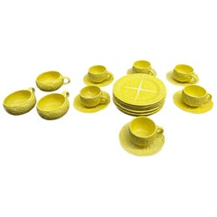 Vintage Secla Yellow Cabbage Dish Set- 21 Pieces