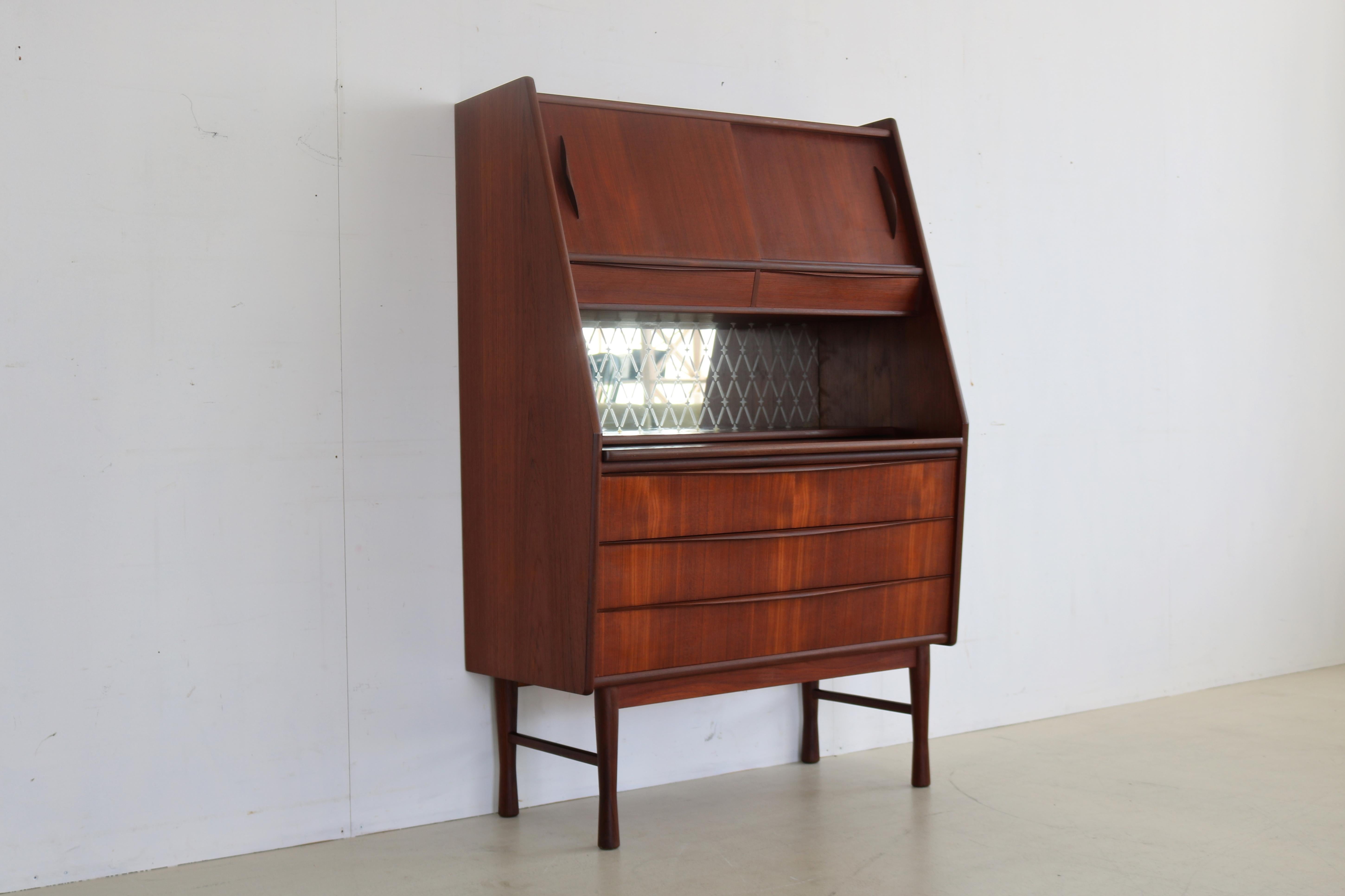 Mid-20th Century Vintage Secretary Cabinet Teak 1960s Danish