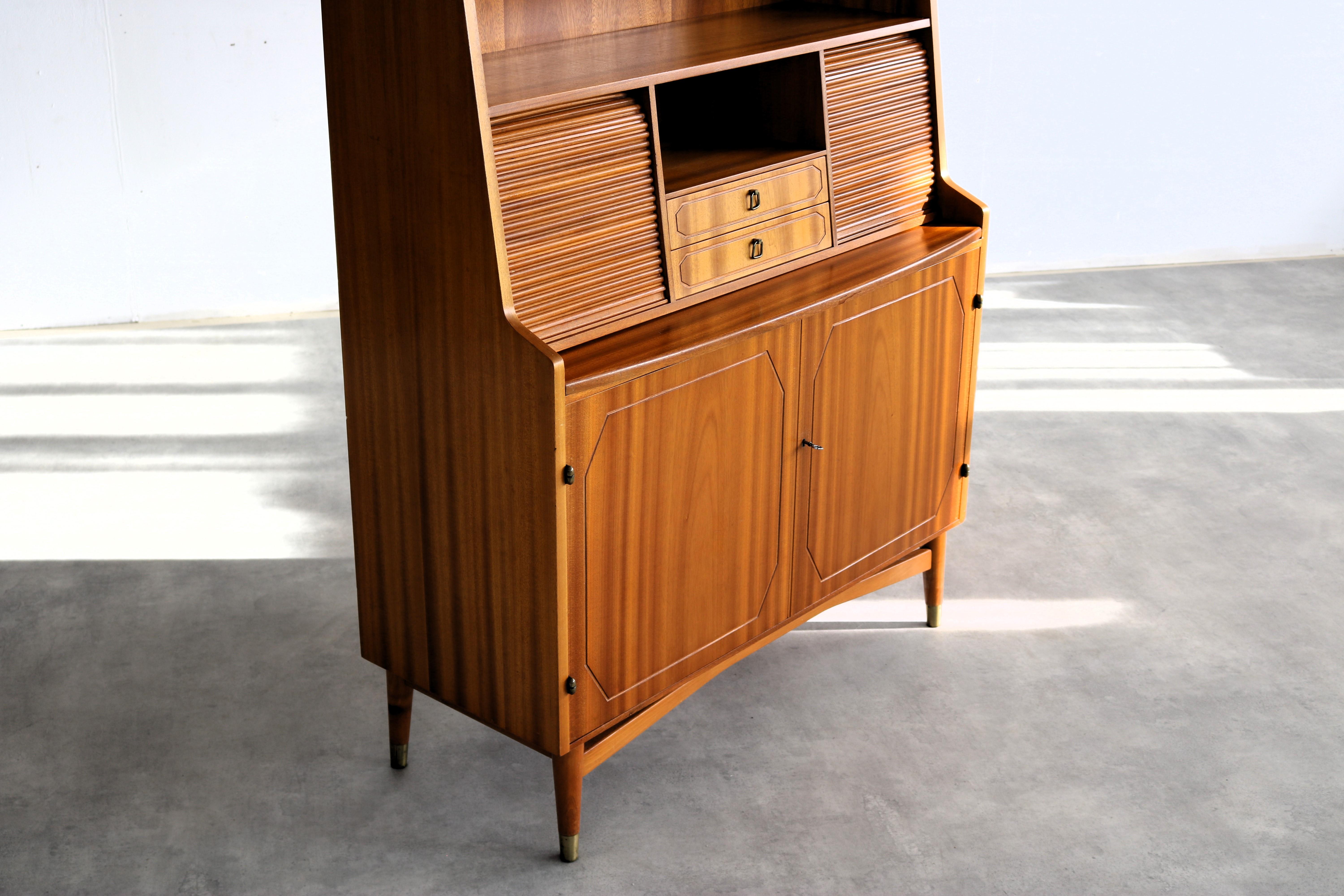 Brass vintage secretary  cupboard  1950s  Blomstermala For Sale