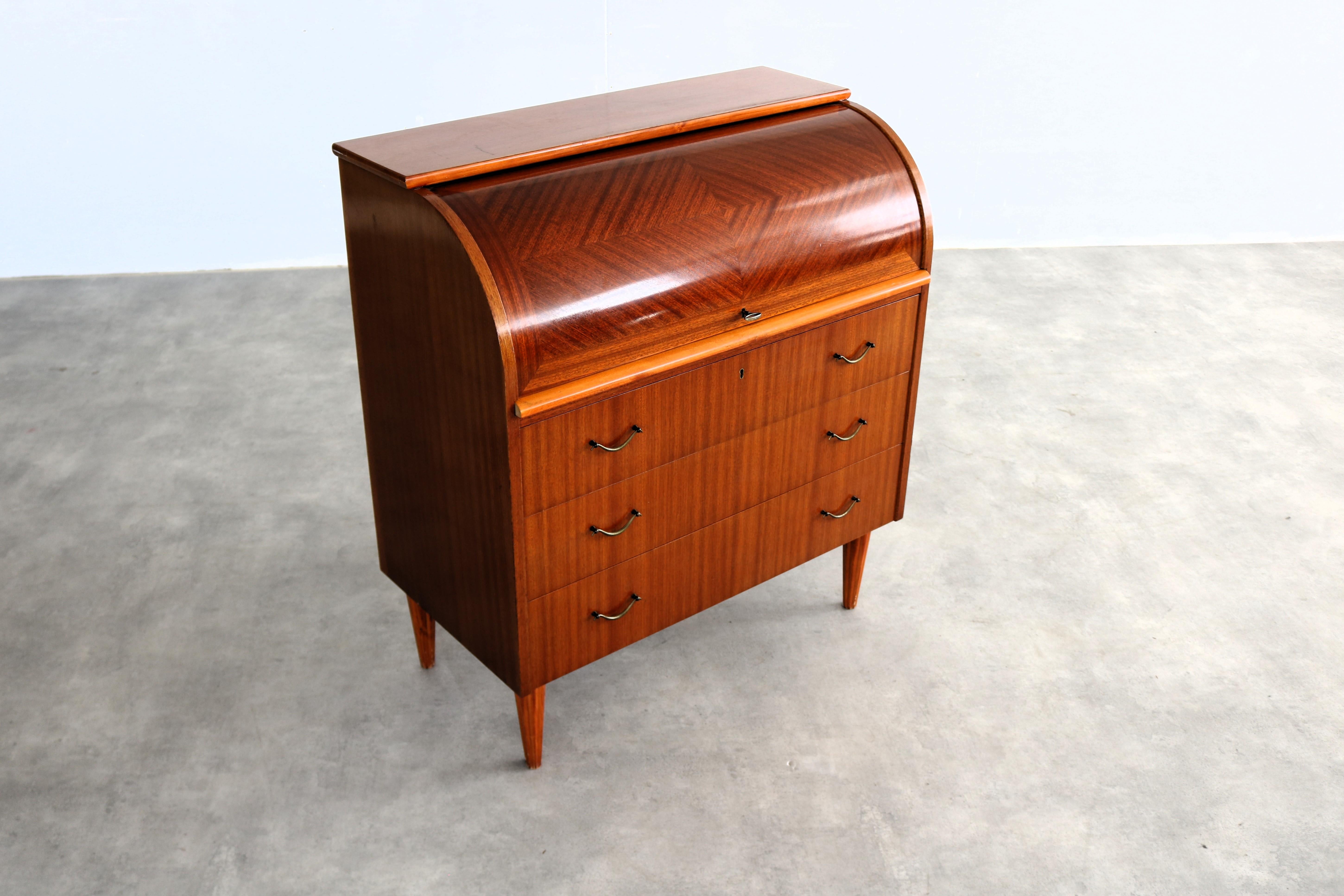 Brass vintage secretary  desk  cabinet  1960s  Swedish For Sale
