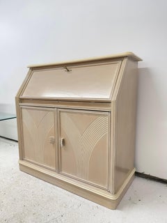 Vintage Secretary Desk, Light Wood Finish, Drop-Down Surface, C1980