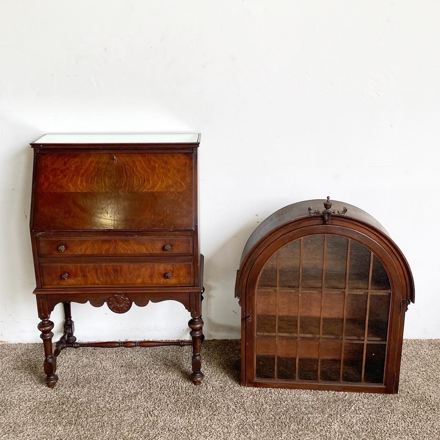 American Vintage Secretary Desk With Removable Hutch by Mechanics Furniture