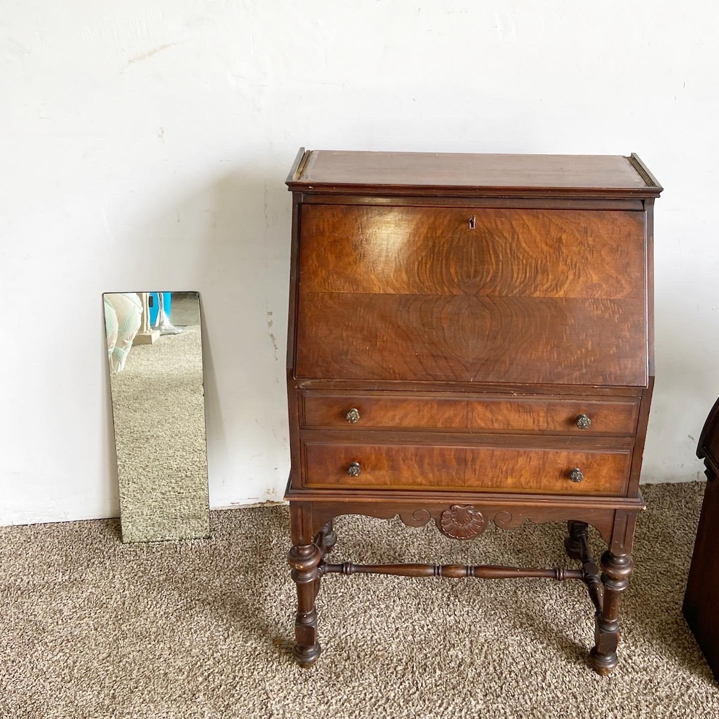 Vintage Secretary Desk With Removable Hutch by Mechanics Furniture In Good Condition In Delray Beach, FL