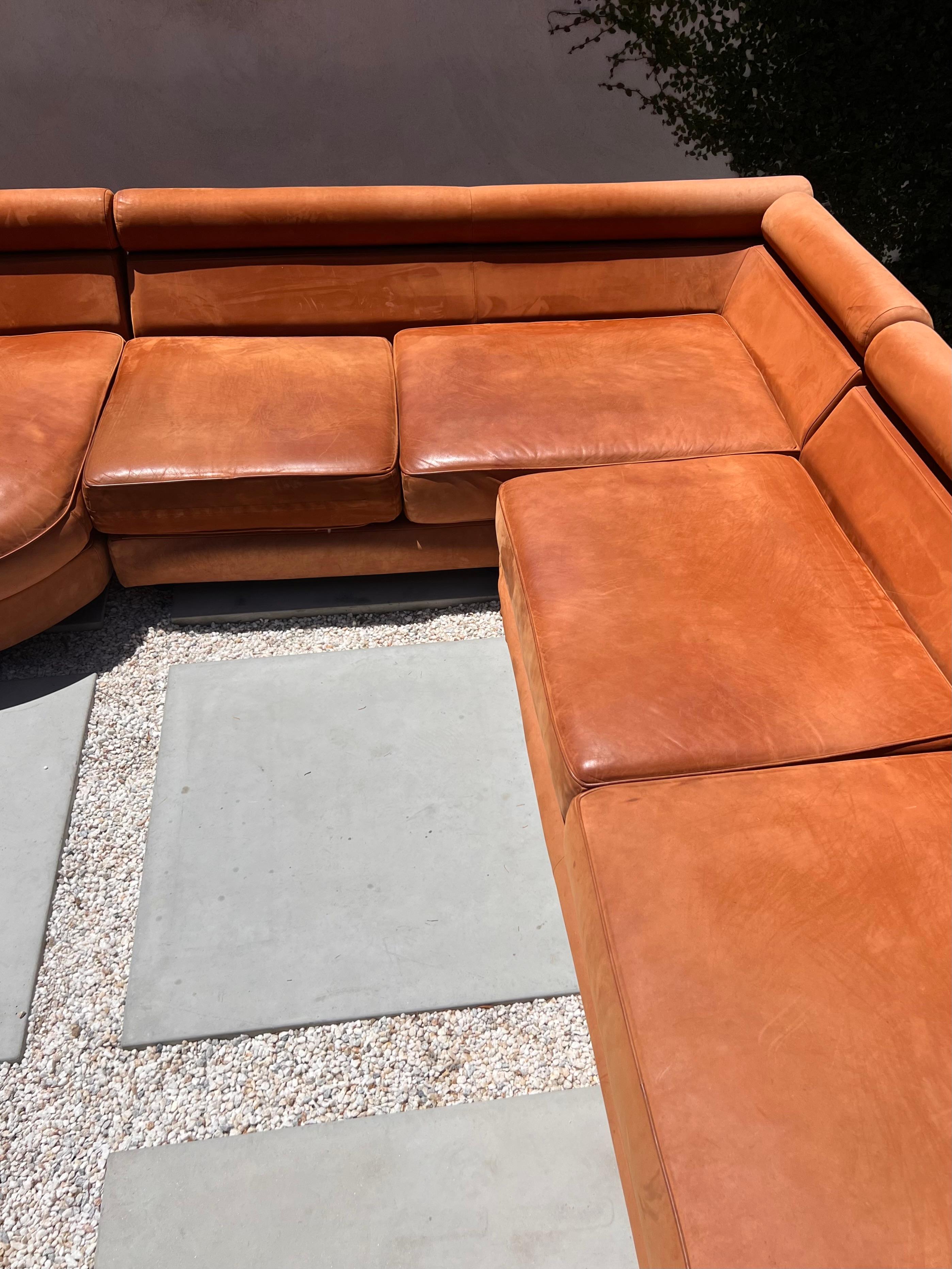 Vintage sectional modular sofa in cognac leather by Roche Bobois, late 20th c. 3