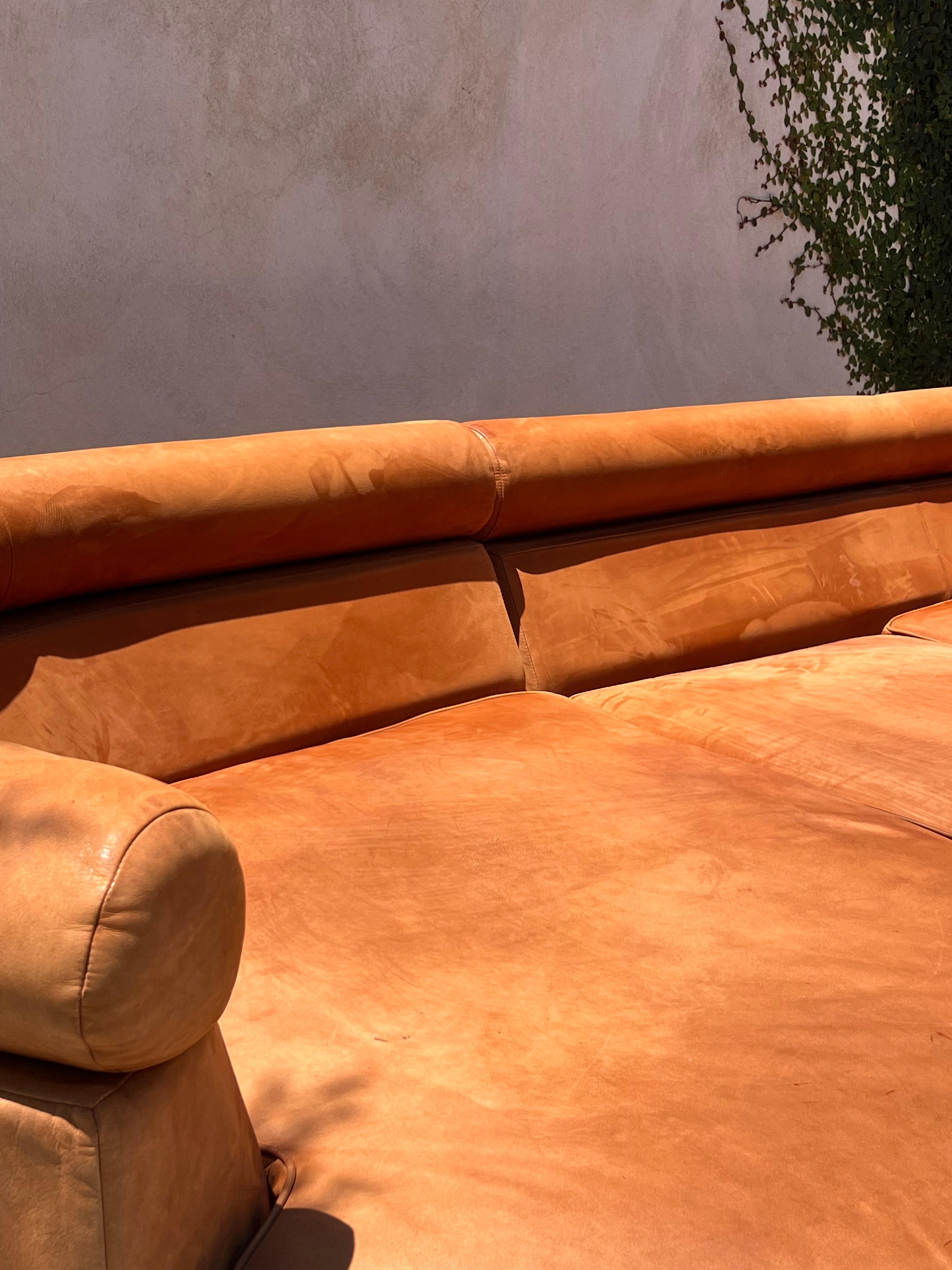 Vintage sectional modular sofa in cognac leather by Roche Bobois, late 20th c. 4