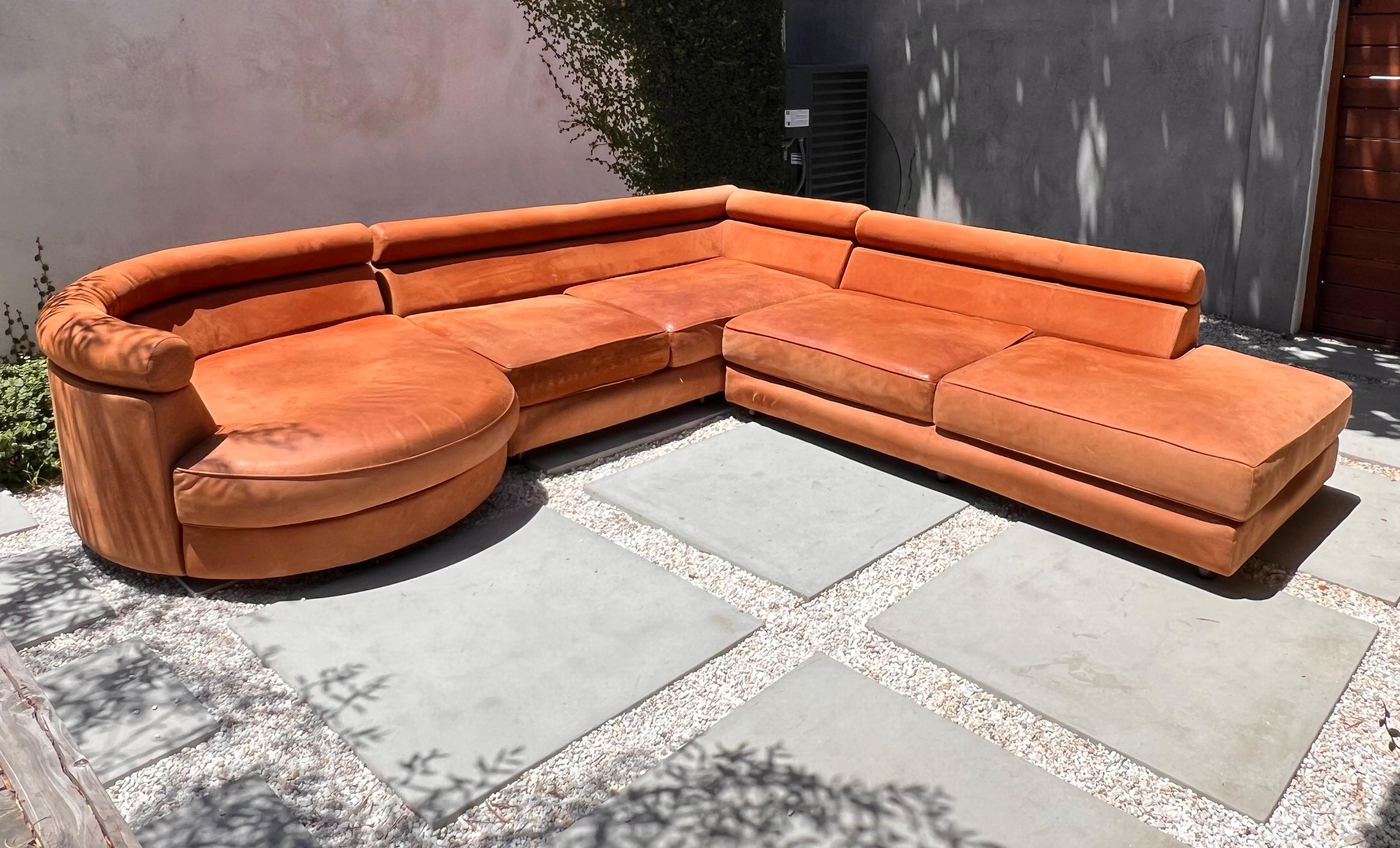 Vintage sectional modular sofa in cognac leather by Roche Bobois, late 20th c. 6