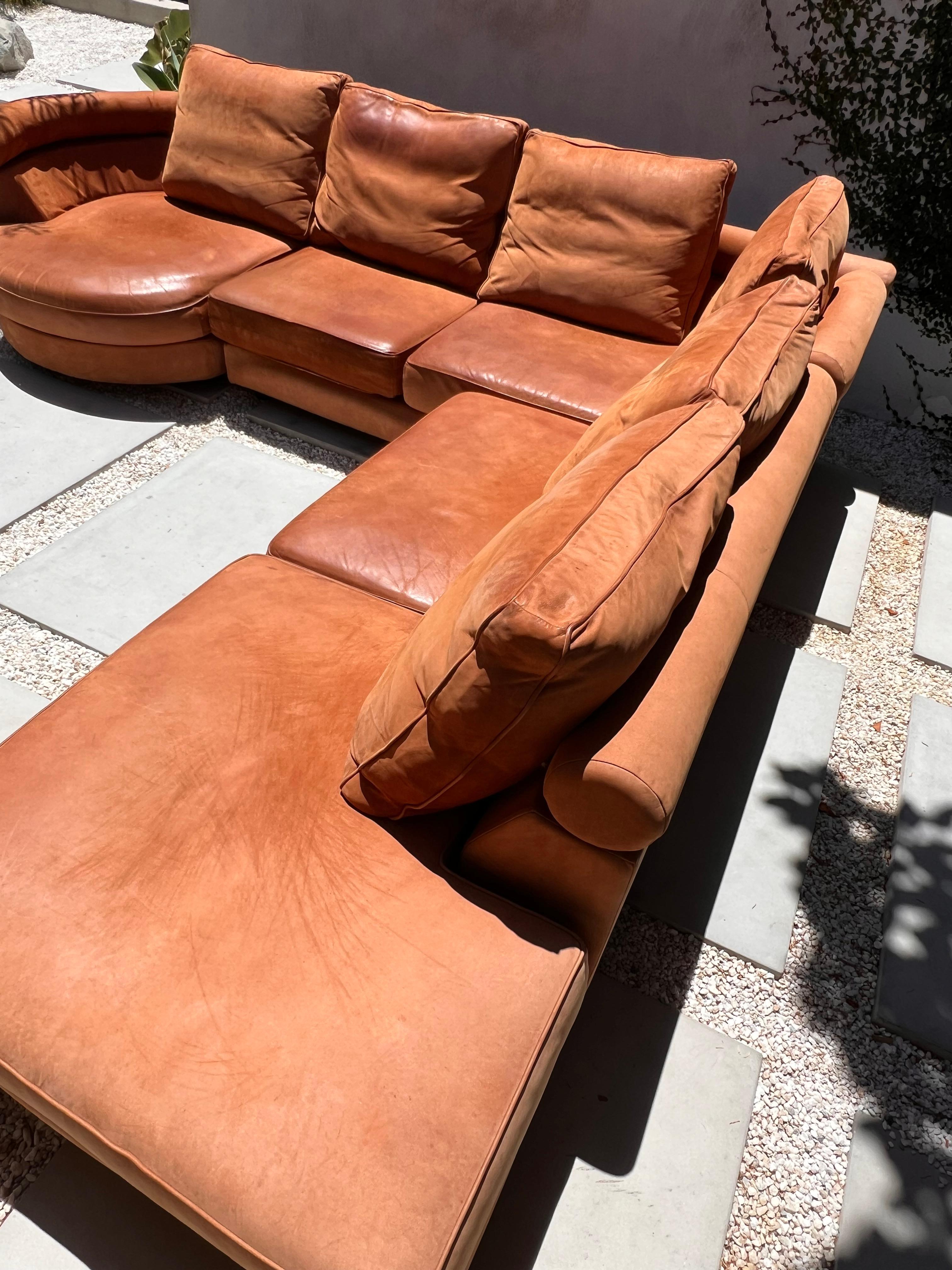 Vintage sectional modular sofa in cognac leather by Roche Bobois, late 20th c. 11