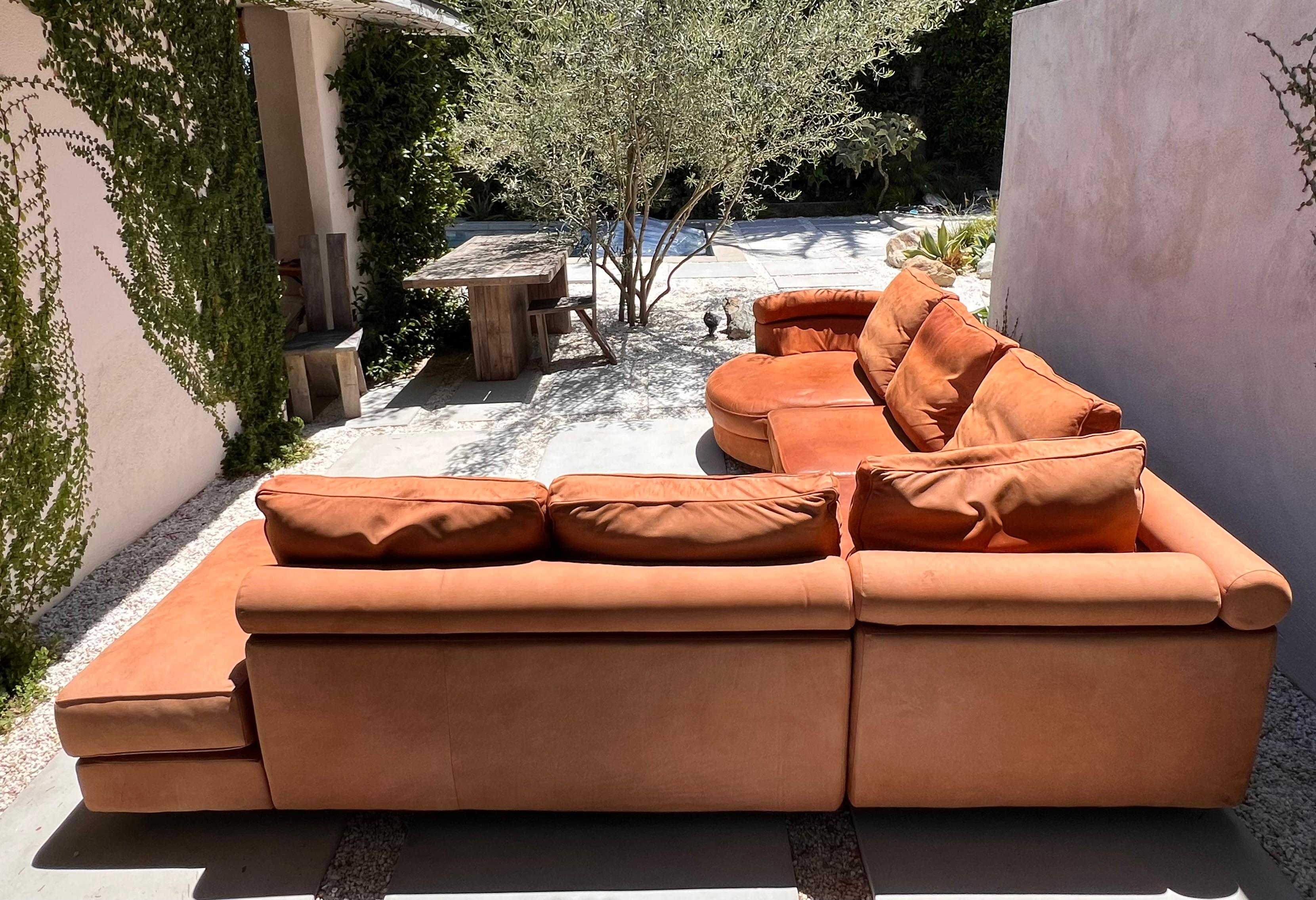 Post-Modern Vintage sectional modular sofa in cognac leather by Roche Bobois, late 20th c.